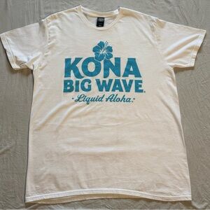 Kona Big Wave Liquid Aloha White T-Shirt 100% US Grown Cotton